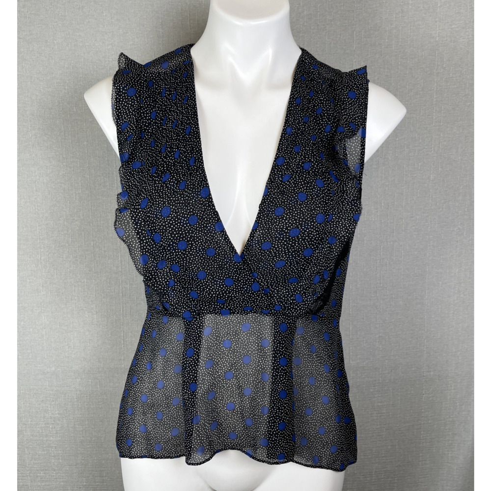Veronica Beard Womens Measures Size 4 6 Elle Polka Dot 100% Silk Sleeveless Top